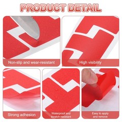 5S Location Marking Corner, (3x3x1.2 Inch, Red) (24Pcs), T-shaped Sticker