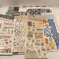 Scrapbook Lot 15 Pieces Stickers Chipboard Cardstock And 12 X 12 Paper Books