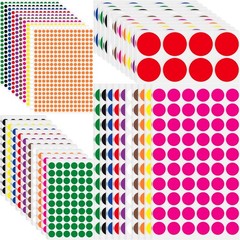 6760 Pcs 4 Sizes Round Dot Stickers Colored Circle Stickers 10 Assorted Color Co