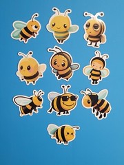 STICKERS x 10 Honey Bee Apiculture Beehive Cartoon Large Vinyl Sticker B12A