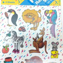 Vintage Post-It Removable Stickers Zoo Wild Animals 4 Sheets 1989 Gorilla Lion