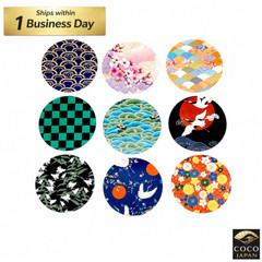 Japanese Pattern Circle Stickers 9pcs Set Washi Style Waterproof Decals