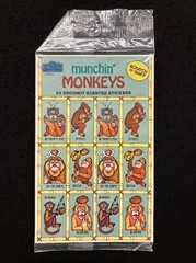MUNCHIN’ MONKEYS coconut SCRATCH n SNIFF stickers SEALED VTG