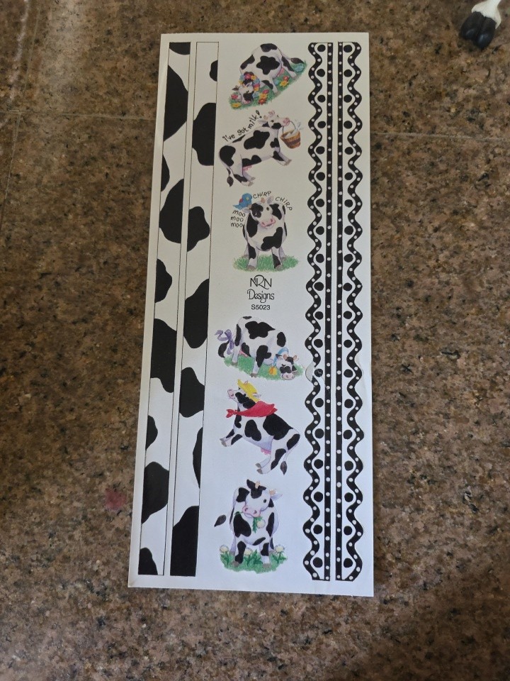 NRN Designs Cow Border Scrapbook Sticker ROLL, Cow Stickers Moo Farm