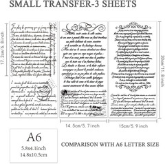 3Pcs/Set Word Rub on Transfers for Furniture and Crafts 6X12 Inch Handwritten Te