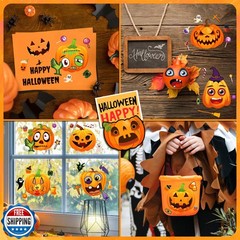 LINAYE 48 Sheets Halloween Crafts Stickers for Kids and Toddlers – Pumpkin Ma