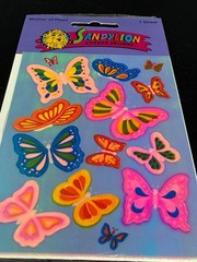 Rare Vintage Stickers NIP Sandy Lion Mother Of Pearl Opal Iridescent Butterfly