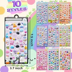 3D Puffy Stickers, 10 Sheets 500+ PCS Mini Kawaii Resin Decorative Stickers f…