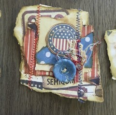 10 Junk Journal Clusters Handmade PATRIOTIC 4th July Grunge Sewn Scrappy Buttons