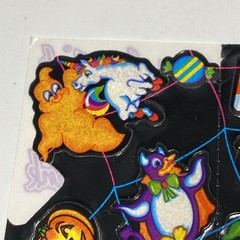 Lisa Frank Halloween Ghosts Penguin Markie Bear Vintage Sticker Sheet S199- BL2