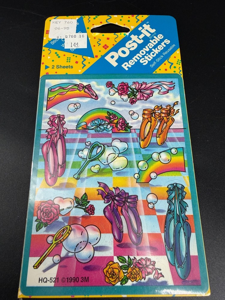 Vintage 1990 3M Post-It Removable Stickers Ballet Bubbles HQ-521 90s Retro