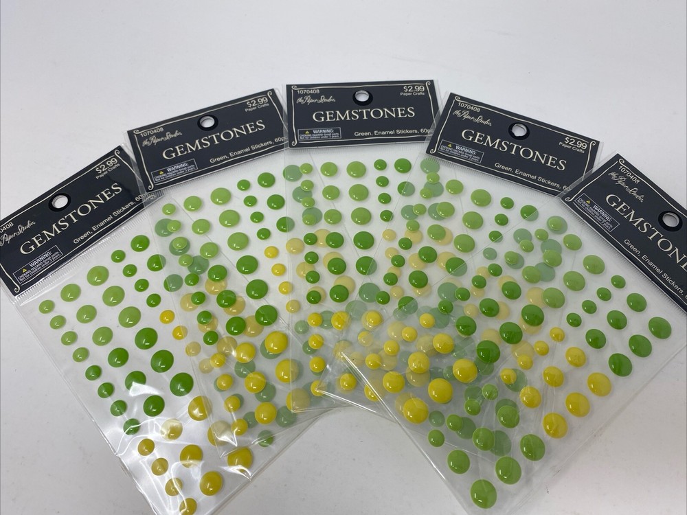 Enamel Dot Gem Stickers 5 Packs Green Enamel Gemstones Bling Embellishment