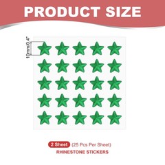 2 Sheet Star Gem Stickers 10mm, Self Adhesive Jewel Sticker Dark Green