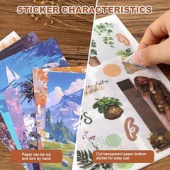 Scrapbook Stickers Book – 400 Aesthetic Pre-Cut People & Washi Stickers Beige