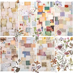 Prudiut 445 Pcs Vintage Scrapbook Paper, Journaling Supplies Kit, Delicate Decor