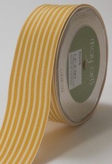 MAY ARTS RIBBONS~GROSGRAIN STRIPE~BUTTERSCOTCH & IVORY~1.5 INCHES X 1 YARD!