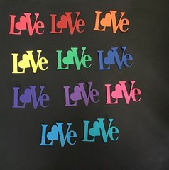 «Love» word die cut embellishments with heart Choose Color 6 pcs 1-1/2 x 2-1/2