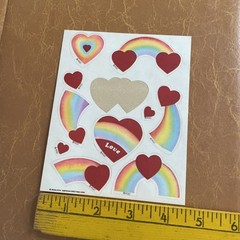 Vintage 80s AMERICAN GREETINGS CORP Sticker Sheet Cute Rainbow Heart Love Cute