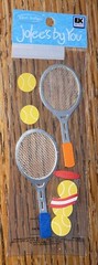 RARE JOLEES Mini TENNIS RACQUET BALLS Women Men Sports Scrapbook STICKER Die Cut