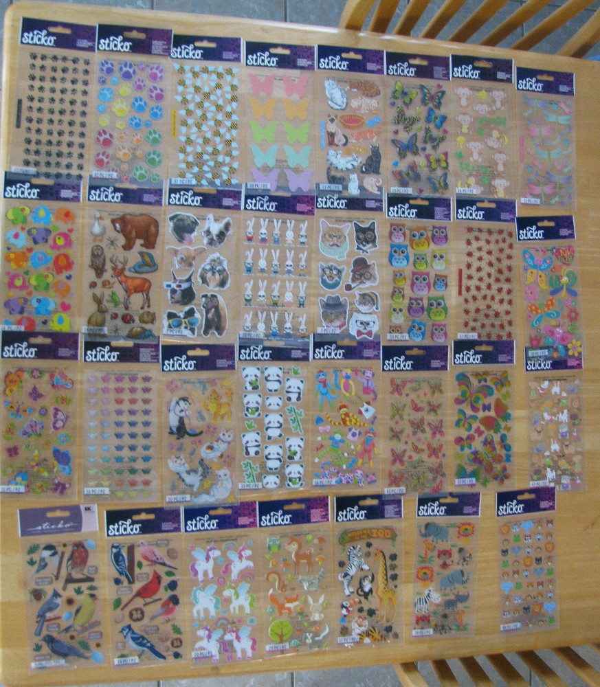 STICKO Stickers ANIMALS, BIRDS, INSECTS, BUTTERFLIES, PETS U PICK NIP