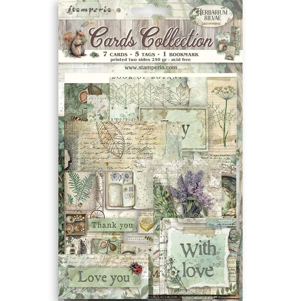 Stamperia Cards Collection Herbarium Silvae 14 Pz Die Cuts