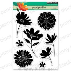 New Penny Black Rubber Stamp clear set PETAL PROFILES FLOWERS free USA ship