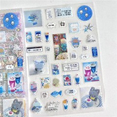 5Pcs Kawaii Glitter Stickers Cute Bear Stars Four-Leaf Clover Phone Decor Decals