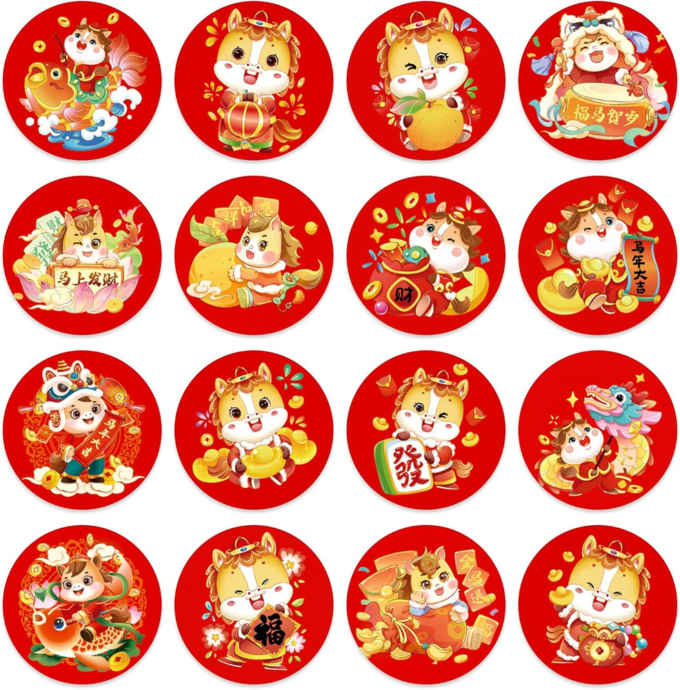 160PCS Lunar New Year Stickers – 2026 Chinese New Year of the Horse Sticker for