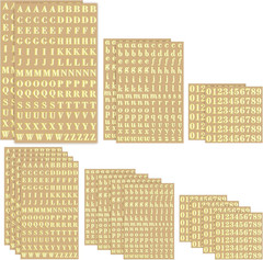 18 Sheets Small Gold Letter Stickers 3Mm Tiny Alphabet Number Stickers Mini Gold