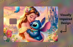 Belle and Stitch Fan Art Credit Card Decal Visually Impaired Design