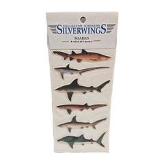 Vintage Silver Wings Shark Stickers Puffy 6 Count Collector Stickers New