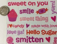 LOVE CLEAR MYLAR Stickers(3.5″x 11″) Valentine’s Day•Sweetie•Sugar•Crush •Hugs••