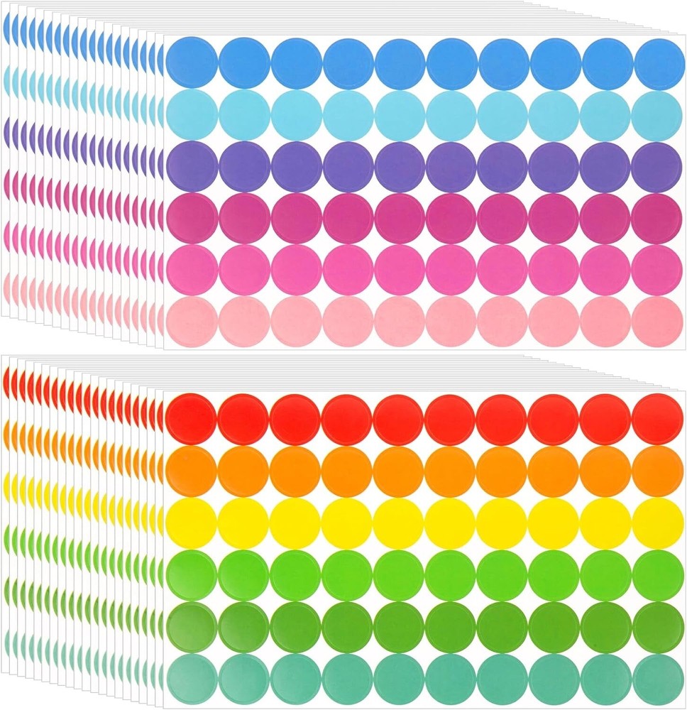 1500 PCS Colorful Dot Stickers Color Coding Round Labels Circle Dots Labels