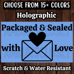 50 PACKAGED WITH LOVE STICKERS 2.25″ ENVELOPE LABELS SEALS SHOP THANK YOU