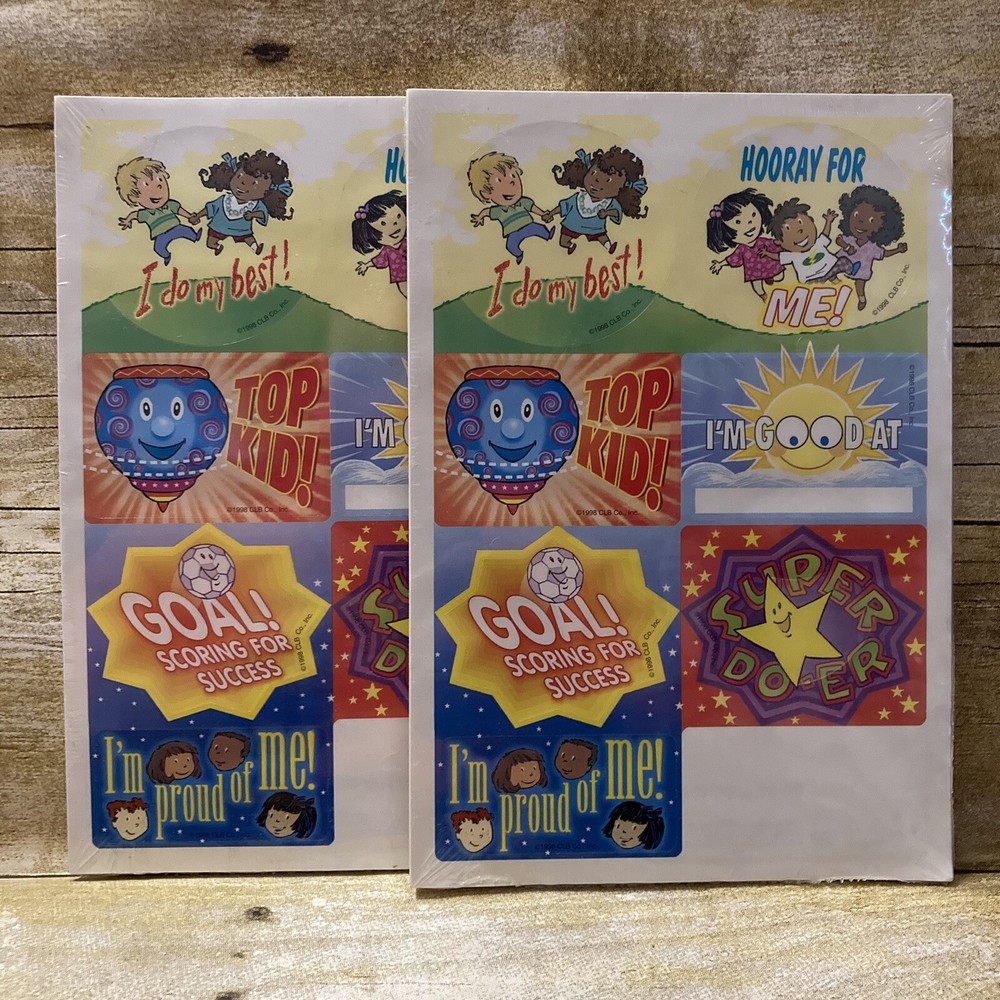 2 Vintage School Teacher Sticker Pads Positive Motivational Sealed Unknown Count