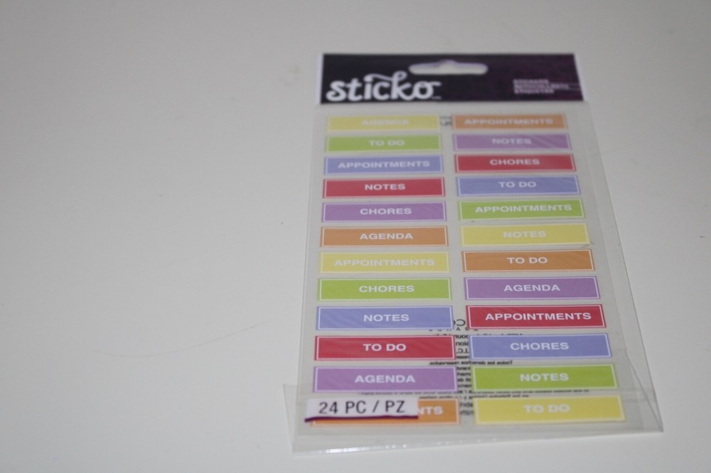 Sticko Autocollant Multi Color Planner Labels 24PC Note Chores ToDo Scrapbooking