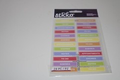 Sticko Autocollant Multi Color Planner Labels 24PC Note Chores ToDo Scrapbooking