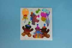 Vintage Sandylion Mother of Pearl Birthday Party Bears Sticker Mod