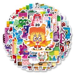 52pcs Early Education Puzzle Animation Stickers Pack, Aesthetic Vinyl Waterpr…