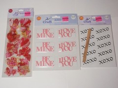 Lot JoAnn Essentials Scrapbooking Craft Items: Heart Stickers, Rub On, 3D Embell