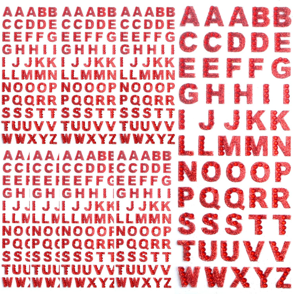 8 Sheets Glitter Alphabet Stickers Sparkling Crystal Rhinestones Letter a to Z S