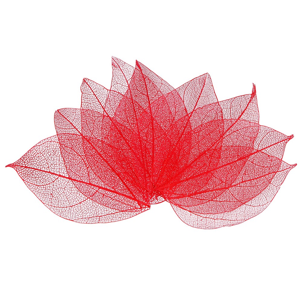 200-Pack Skeleton Leaves, Natural Rubber Leaves Vein[4-6cm, Bright Red]