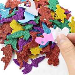 160 Pieces Glitter Dinosaur Foam Stickers Self Adhesive Foam Stickers for Cra…