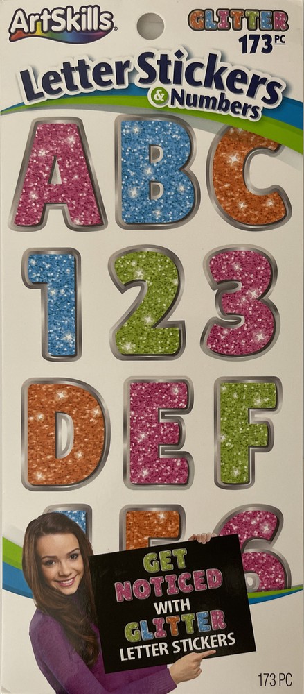 GLITTER-LIKE ALPHABET & NUMBER Stickers(173pc)ArtSkills•Letters•Words•