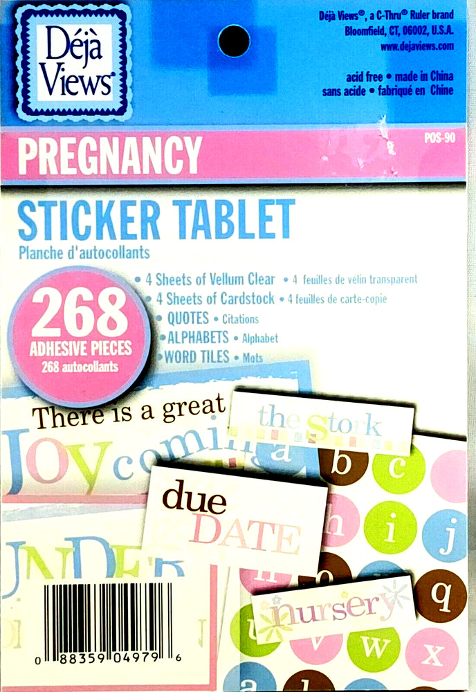 Pregnancy Scrapbook Stickers Deja Views Vellum Quotes Word Tiles 268pc Tablet