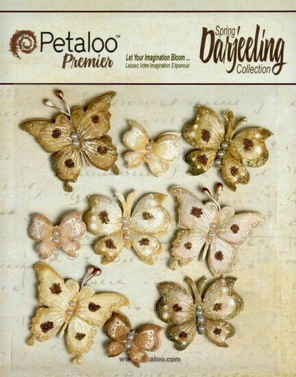 9 Butterflies SHABBY BEIGE NATURALS – 3-21x25mm; 3-30x37mm; 3-38x42mm Pet DB