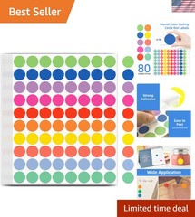 High-Quality 3/4 Inch Round Colored Stickers – 1600 Labels for Home & Teaching