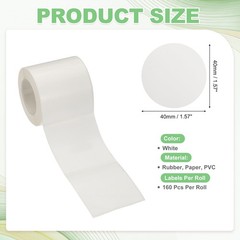 160 Pcs Thermal Sticker Paper, 1.6×1.6″ Round Thermal Printer Label, White