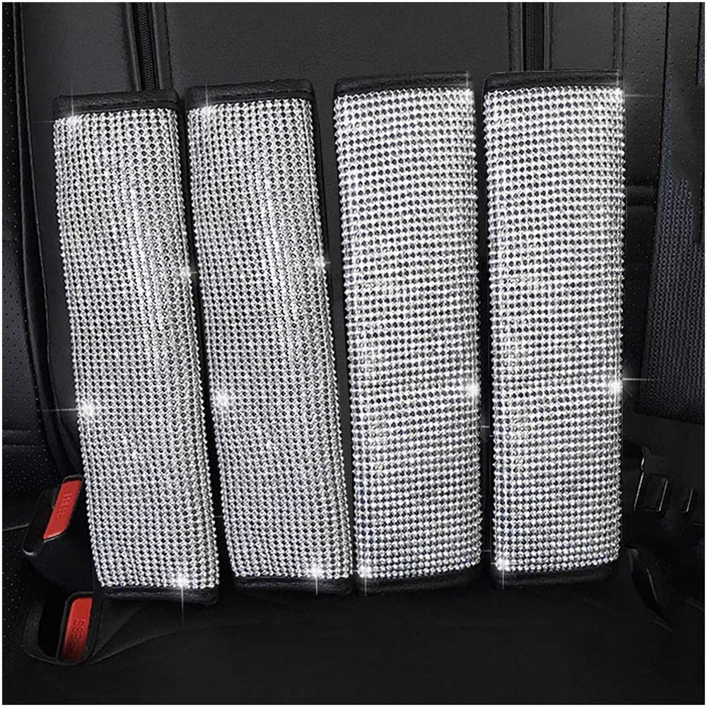 U&M 4 Packs Bling Bling Seat Belt Shoulder Pads, Luster Crystal Car Seatbelt …