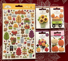 #998 – LG FALL THANKSGIVING ICONS FLOWERS WAGON PUMPKINS DOODLE-POPS 3D STICKERS